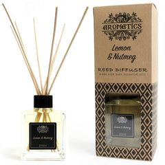 AW Gifts 200ml Lemon & Nutmeg Essential Oil Reed Diffuser accessory with glass bottle and reed sticks for home fragrance.