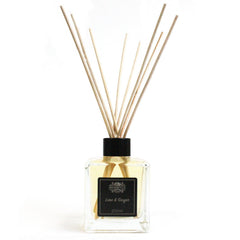 AW GIFTS 200ml Lime & Ginger essential oil reed diffuser, decorative accessory with a glass bottle and reed sticks.