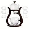 TEMU premium semi-automatic glass gongfu tea set with 6 cups, featuring elegant glass teapot and cups for traditional tea brewing.