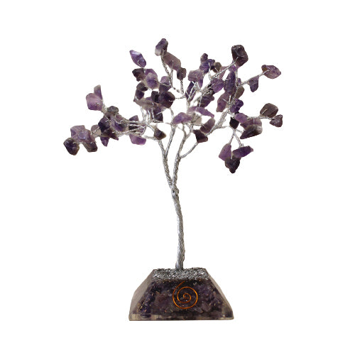 AW Gifts, Gemstone Tree with Orgonite Base - 80 Stones - Amethyst - GREEN LIFE CYPRUS