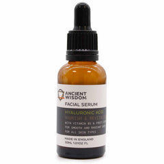 AW GIFTS Hyaluronic Acid Facial Serum in 30ml bottle, skin care product with clear dropper and serum inside.