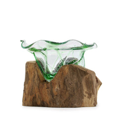 Recycled Beer Bottles - Large Fancy Sweet Bowl on Wood - GREEN LIFE CYPRUS