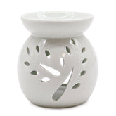Large white oil burner with tree cut-out design, AW Gifts classic accessory for aromatherapy and decorative use.