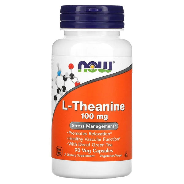 NOW Foods, L-Theanine, 100 mg, 90 Veg Κάψουλες 