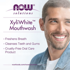 NOW Foods, Solutions, жидкость для полоскания рта XyliWhite, без фтора, освежающая мята, 16 жидких унций (473 мл) 