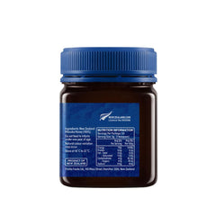Jar of Herbalistas Haddrells Manuka Honey UMF13+ with MGO404+ in a 250g container, showcasing the golden, thick honey inside.