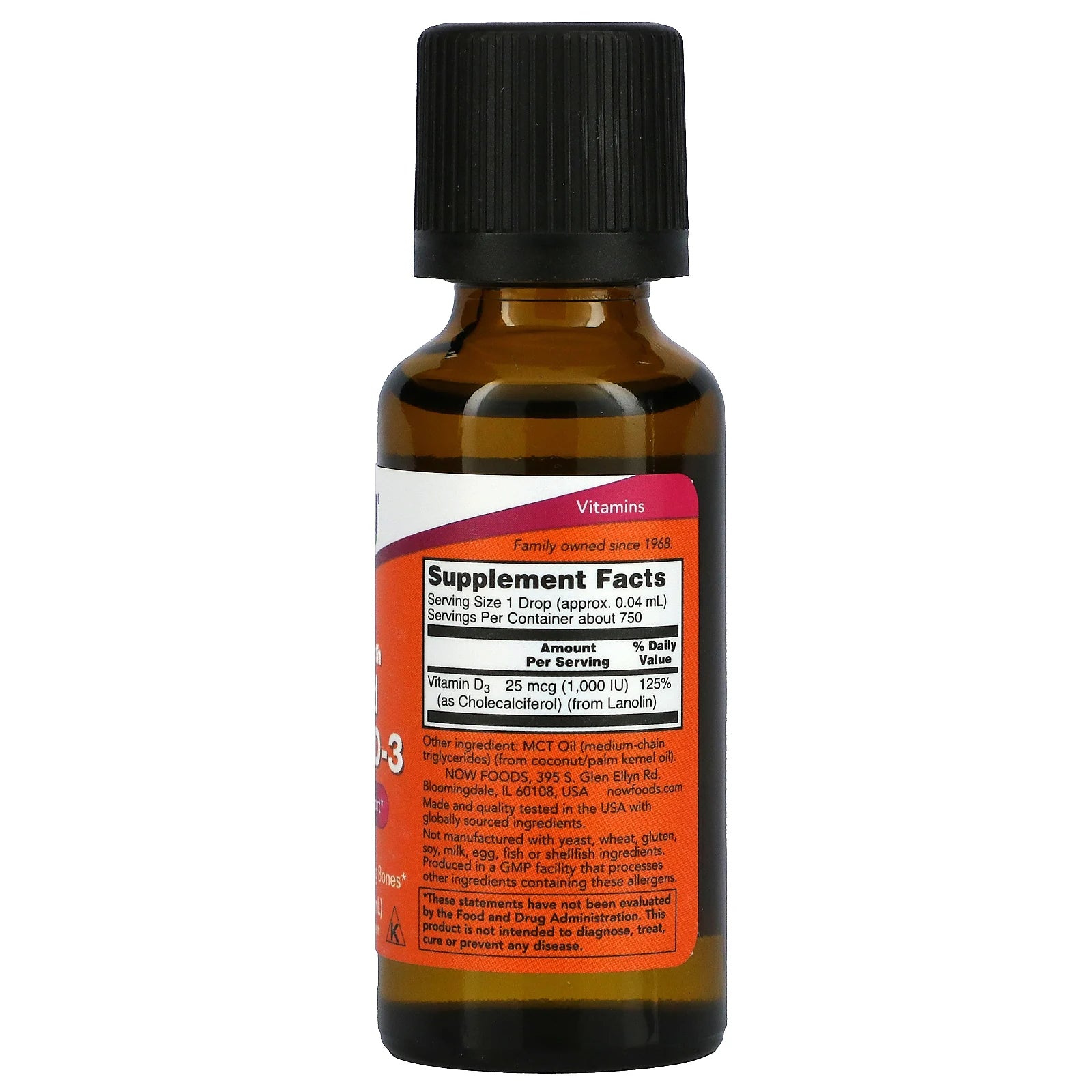 NOW Foods, υγρή βιταμίνη D-3, Extra Strength, 1.000 IU, 1 fl oz (30 ml) 