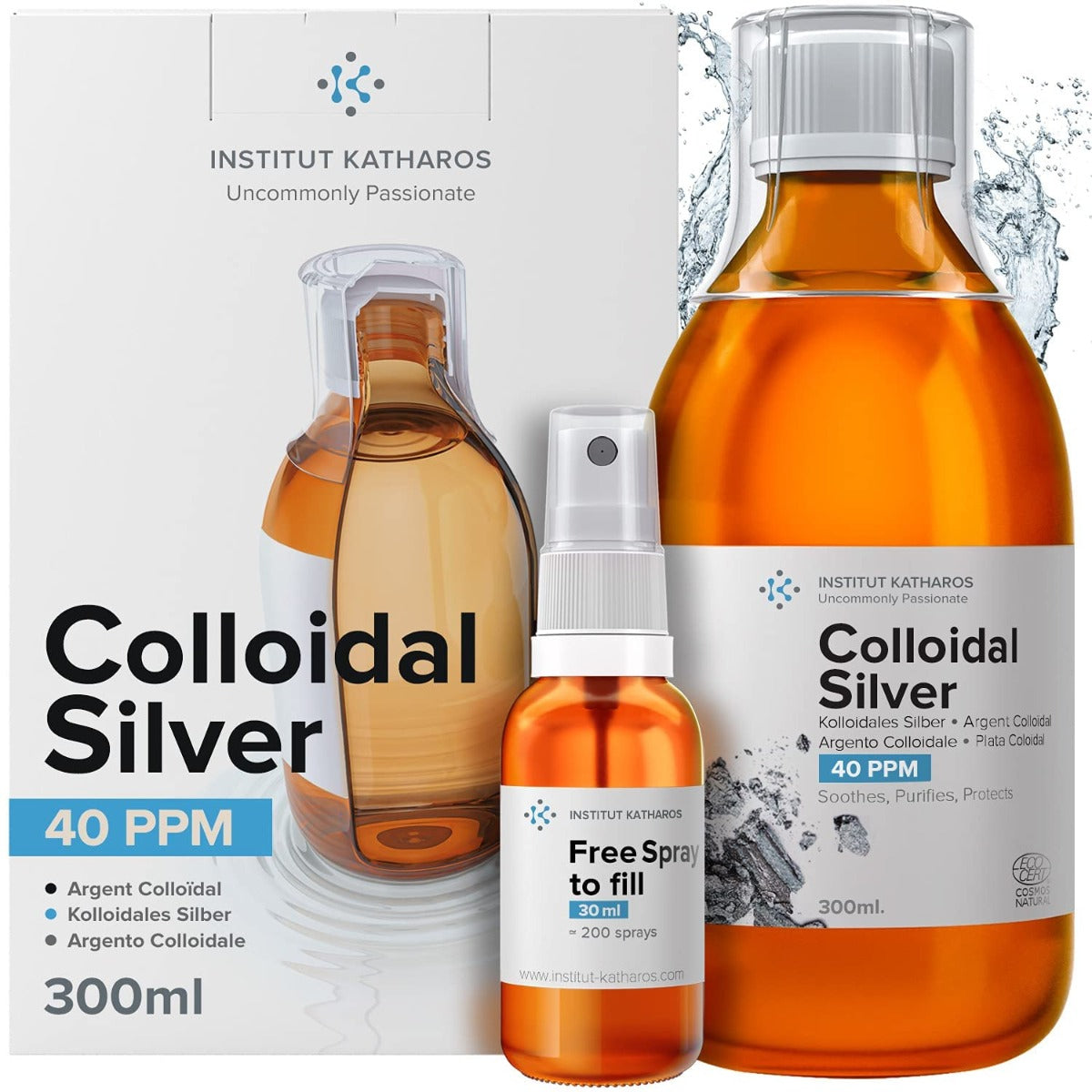 Institut Katharos, Premium Colloidal Silver 40ppm 300mL - GREEN LIFE CYPRUS