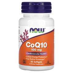 NOW Foods, CoQ10, 100 mg, 50 μαλακές κάψουλες 