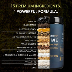 Herbalistas Mountaindrop Prime natural testosterone booster supplement in 600g container, showing the product packaging and label.