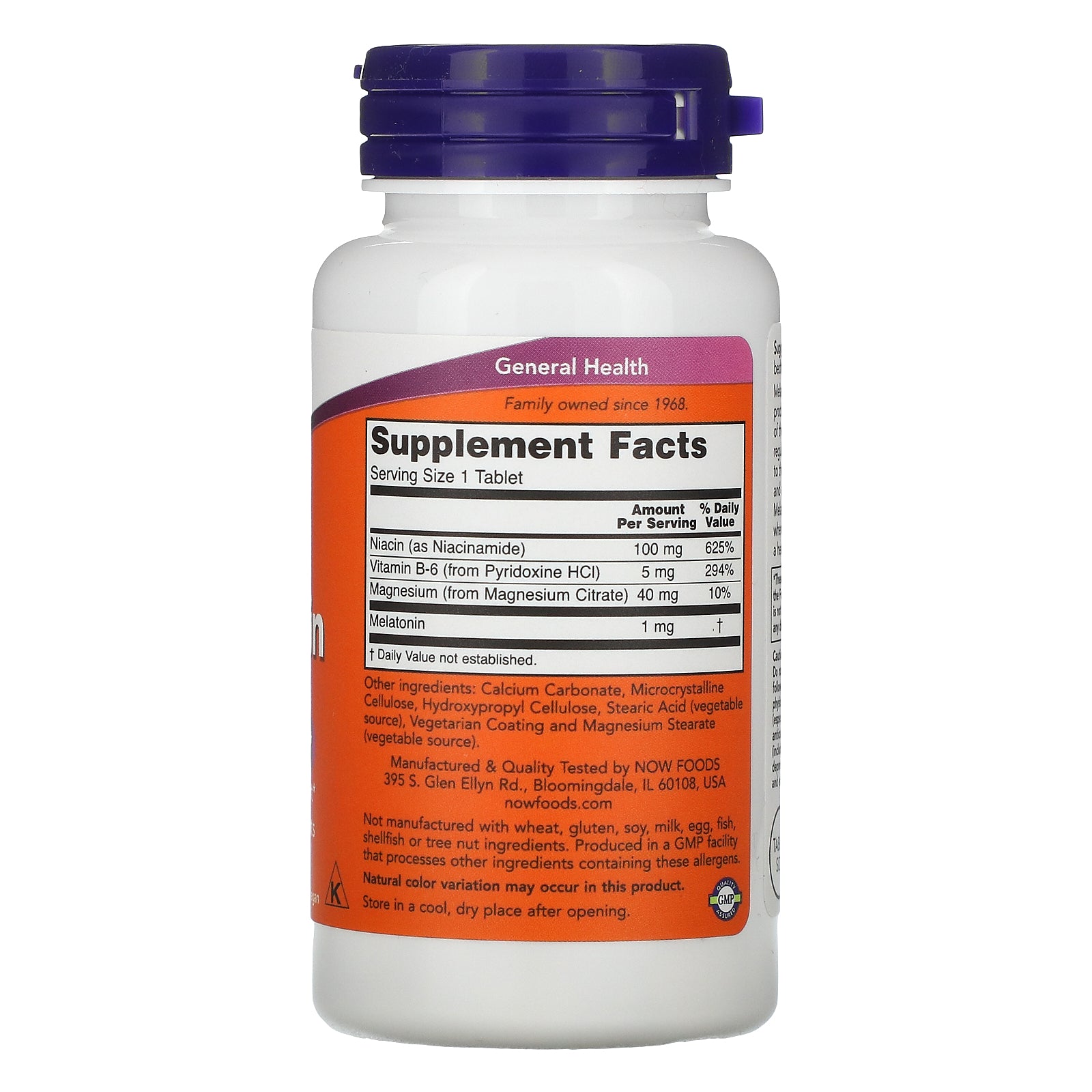 NOW Foods, Μελατονίνη, 1 mg, 100 Δισκία