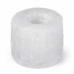 AW Gifts Selenite Cylinder Candle Holder, natural white stone accessory for decorative and ambient lighting display