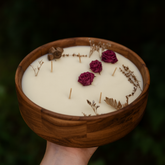 Homemade Soy Wax Candle in Wooden Bowl - Velarte - GREEN LIFE CYPRUS