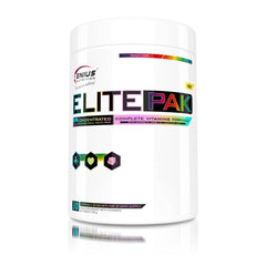 Genius Nutrition ELITEPAK supplement box with 30 individual packs, containing dietary supplements for daily nutrition