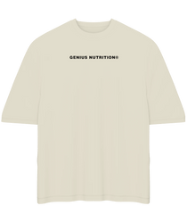 Cream oversized T-shirt by Genius Nutrition, XL size, with a relaxed fit and casual style, displayed on a flat lay.