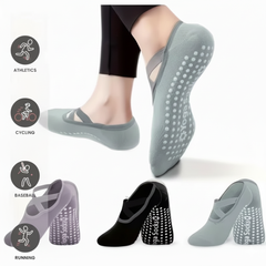 3 Pairs Mixed Color Yoga Socks - Non-Slip Grip Socks for Pilates