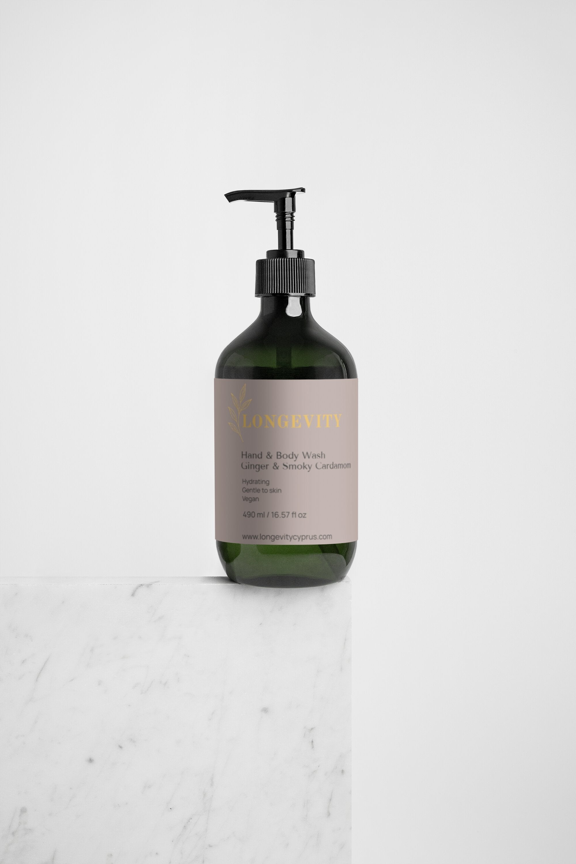 Selfnamed Ginger & Smoky Cardamom Hand & Body Wash bottle with a pump dispenser and natural ingredients visible.