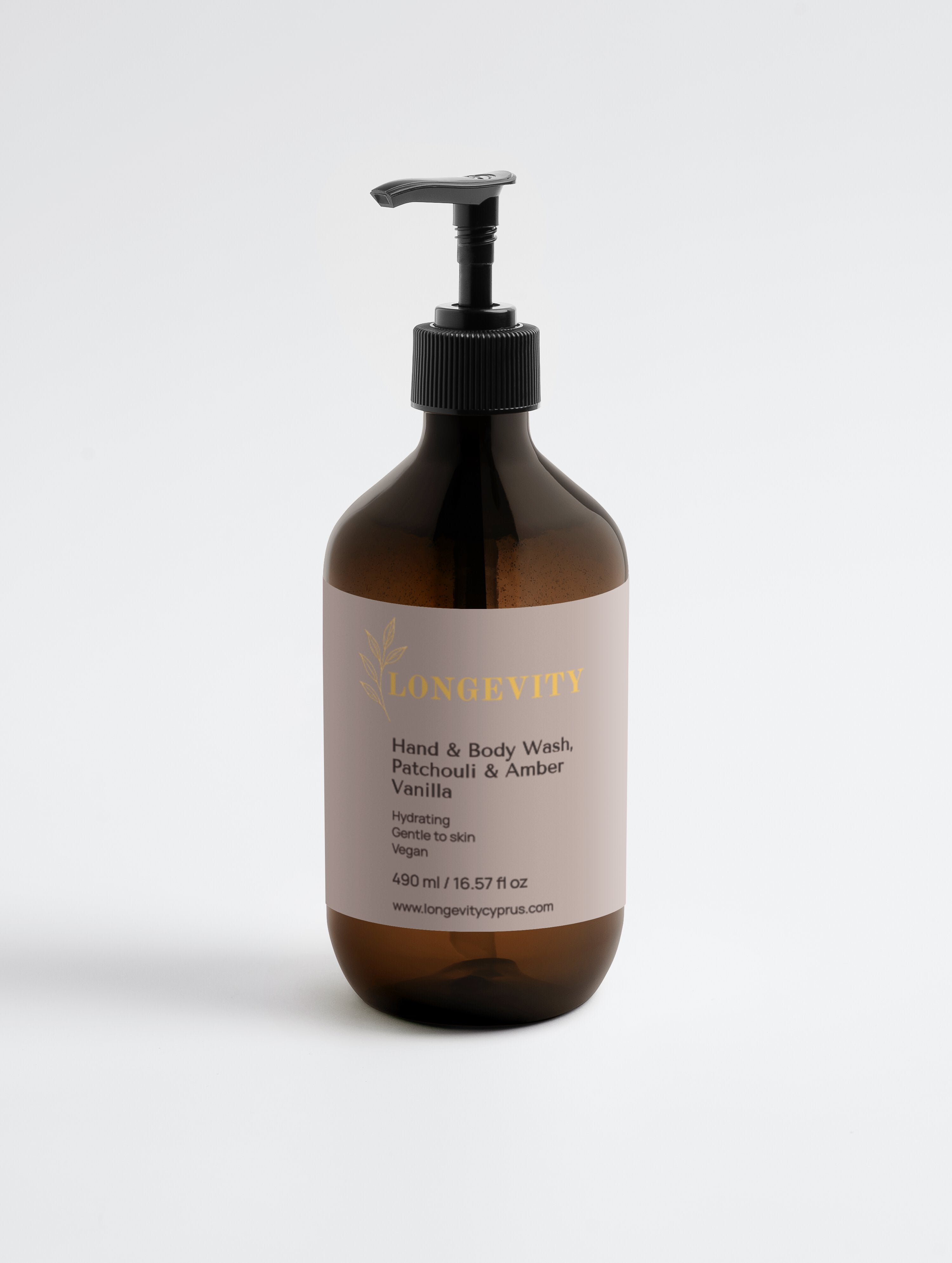 Selfnamed Patchouli & Amber Vanilla Hand and Body Wash bottle with a sleek design and natural ingredients.