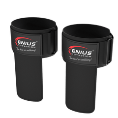 Black BENZI INCHEIETURI grip pads from Genius Nutrition, compact and durable for secure workout grip and hand protection.
