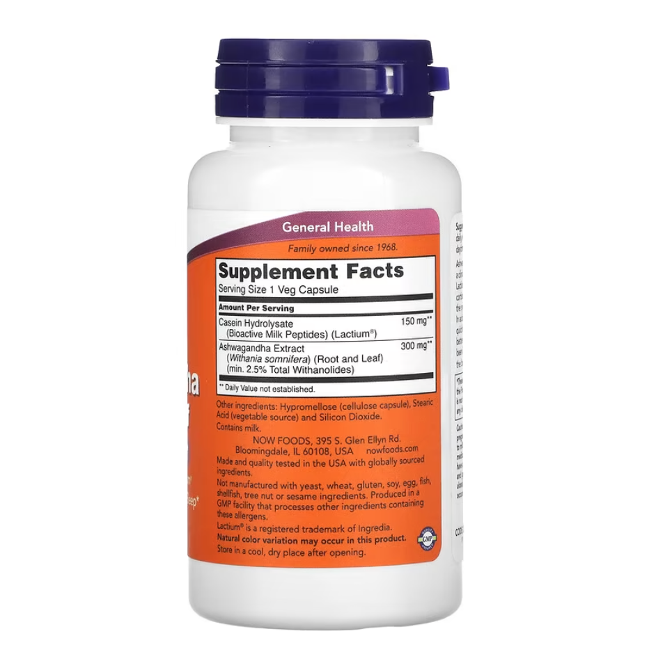 NOW Foods, Ashwagandha Stress Relief, 60 Veg Κάψουλες 