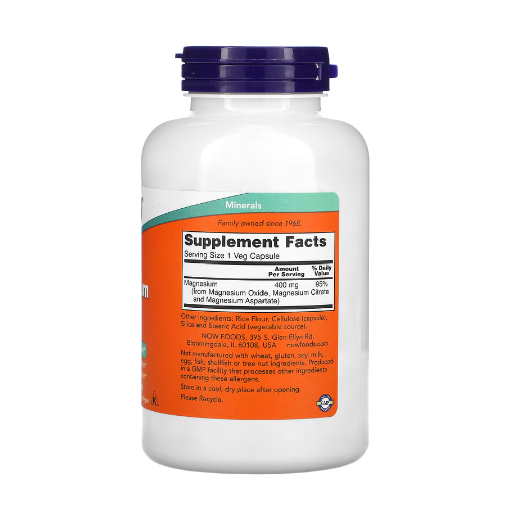 NOW Foods, Magnesium Caps, 400 mg, 180 Veg Capsules