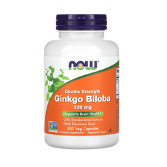 NOW Foods, Ginkgo Biloba, Double Strength, 120 mg, 200 Veg Κάψουλες 