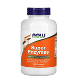 MKSTAVRINOS Super Enzymes supplement bottle with 180 capsules, dietary enzyme supplement for digestive support.