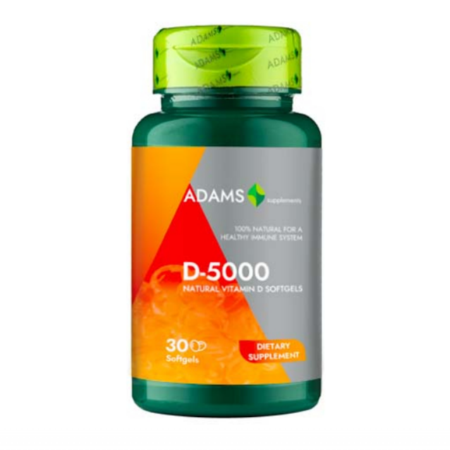 Adams Supplements, Vitamin D-5000, 30 softgels - GREEN LIFE CYPRUS
