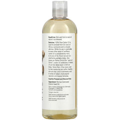 MKSTAVRINOS NOW Foods Castor Oil for skin care, 16 fl oz bottle showing clear castor oil inside a transparent container