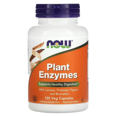 Plant enzyme supplement by MKSTAVRINOS in 120 vegetarian capsules, showing the bottle and label.