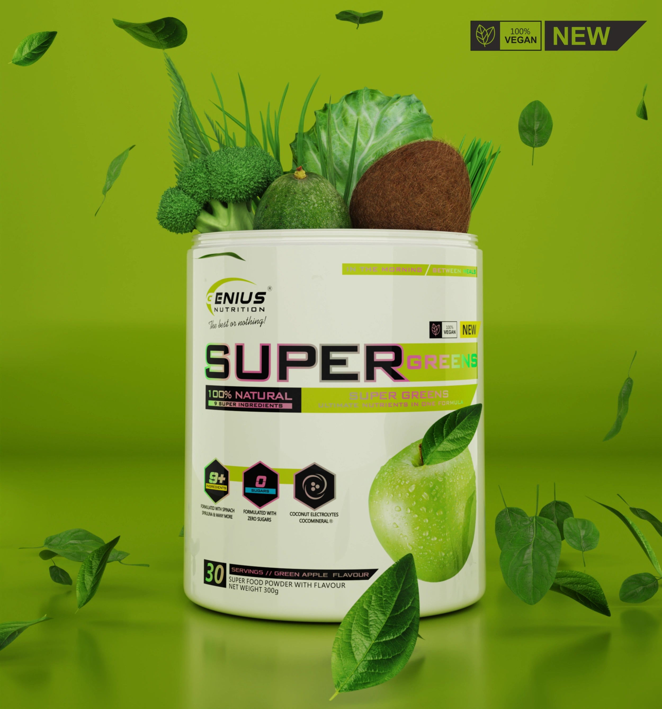 Super Greens 300g/30serv, Genius Nutrition