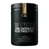 Athlete Fuel Rehyd electrolyte supplement container with label showing 30 servings, designed for hydration and electrolyte replenishment.