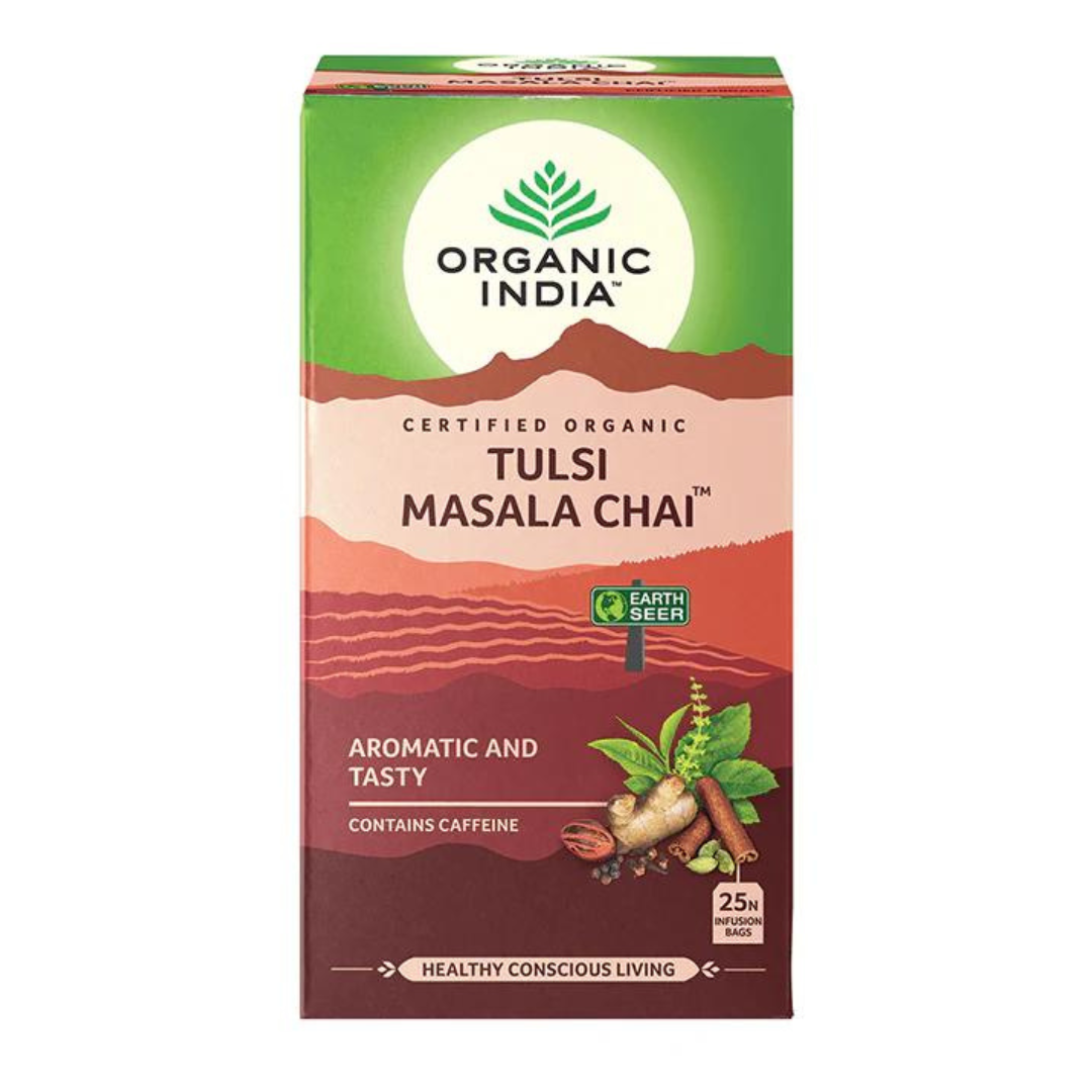 Organic India, Чай BIO Tulsi Masala Chai, 25 пакетиков для заваривания 