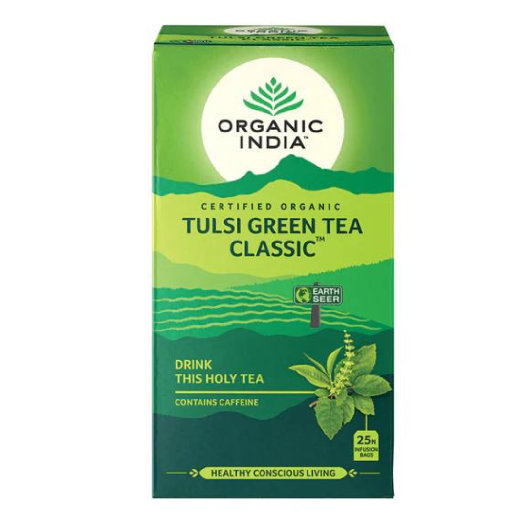 Organic India, BIO Tulsi Green Tea Classic, Contains Caffeine, 25 Infusion Bags