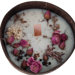 Homemade Coconut Bowl Candle With Soy Wax 250gr & Wood Wick - Velarte - GREEN LIFE CYPRUS