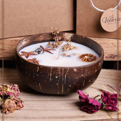 Homemade Coconut Bowl Candle With Coconut Wax 250gr - Velarte