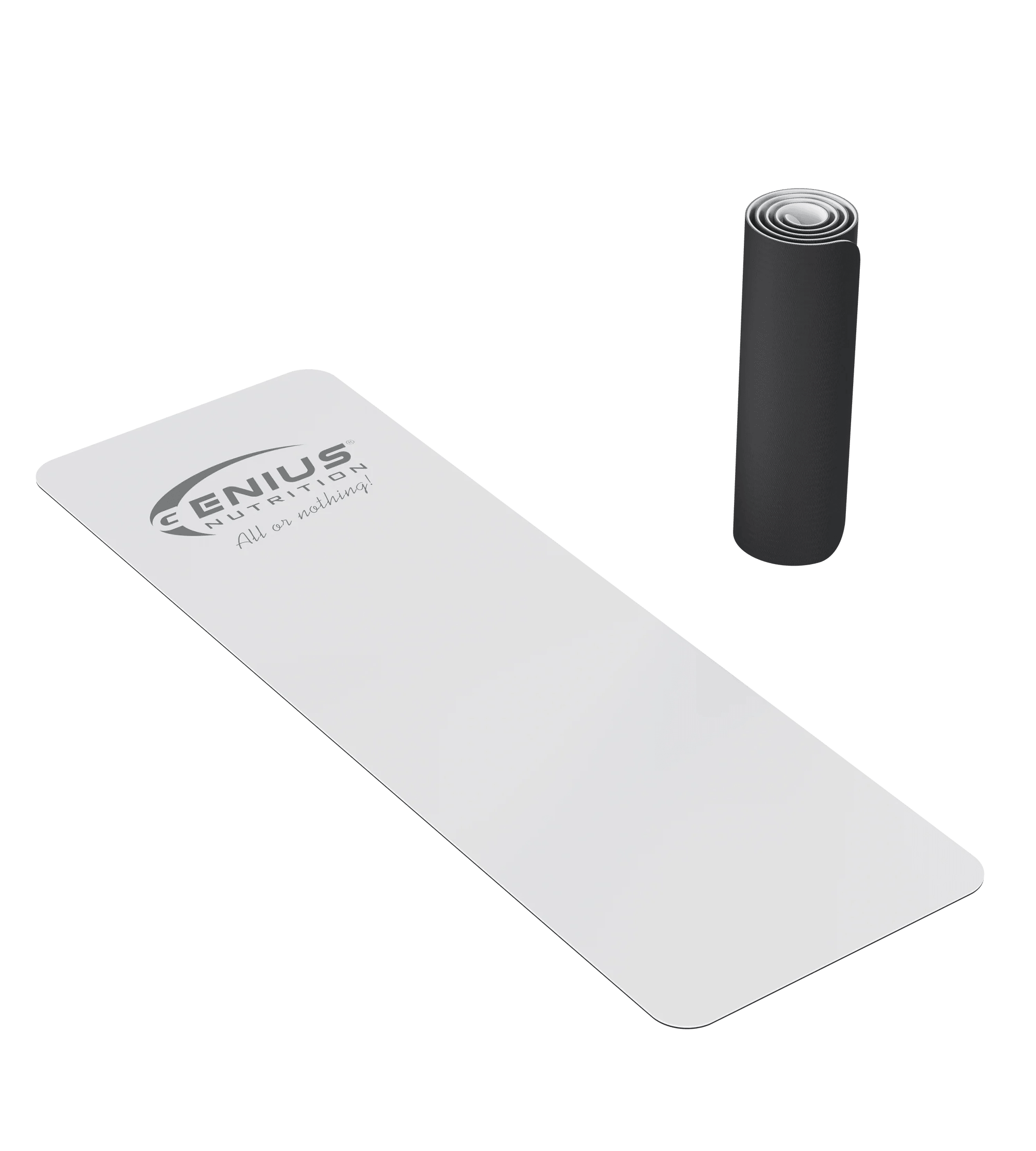 White GN® Yoga Mat PU accessory by Genius Nutrition, textured surface ideal for yoga practice and floor exercises.