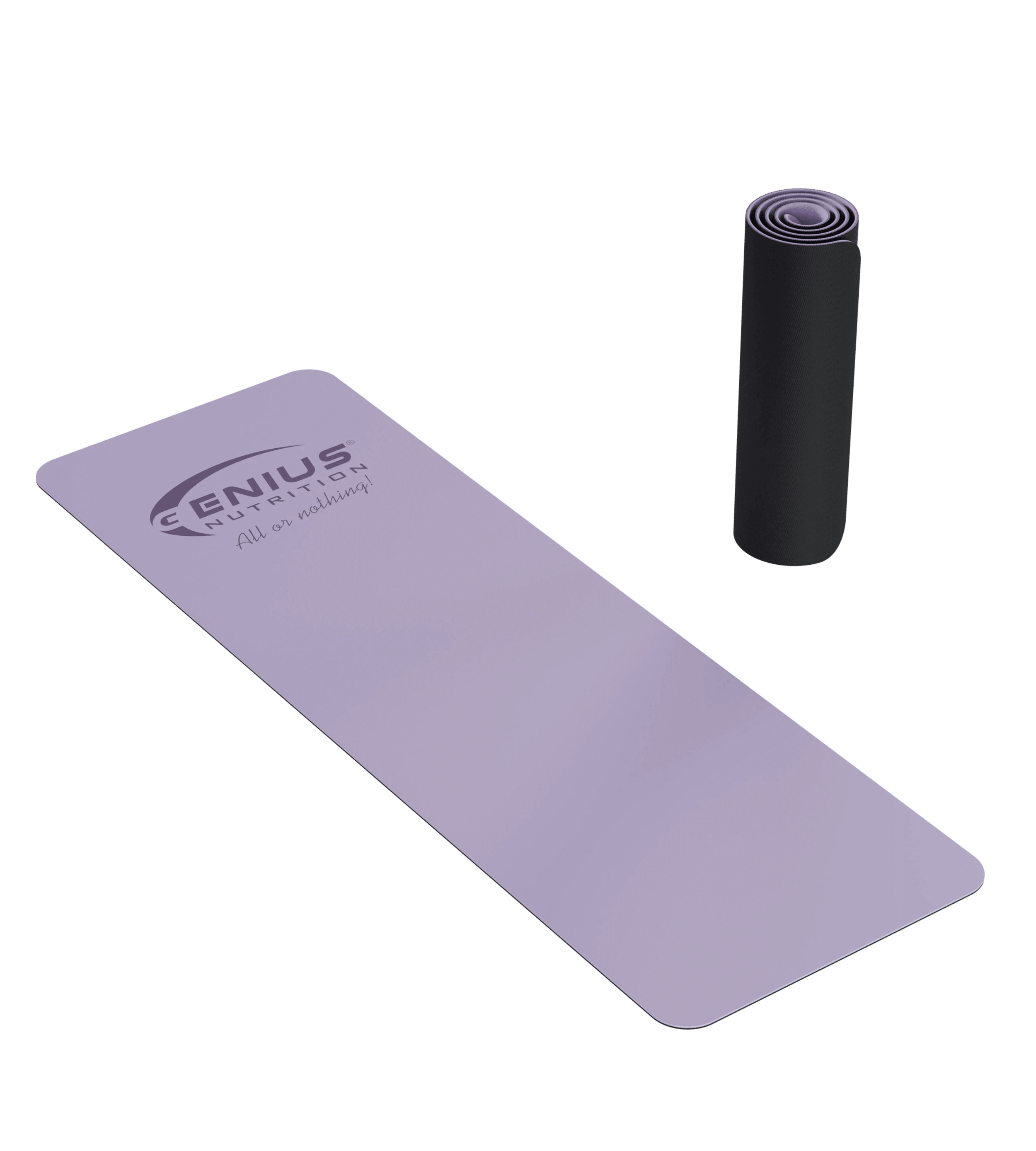 Purple TPE yoga mat from Genius Nutrition, a durable fitness equipment suitable for yoga and floor exercises.
