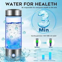 Upgraded Hydrogen Water Bottle with Ionic Filter - Stainless Steel & Glass, USB Rechargeable 1000mAh Battery-Powered, Quick Purification in 3 Minutes. - GREEN LIFE CYPRUS