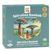 Organic I LOVE ME Spirulina Baobab Protein Bar pack of 3, vegan superfood snack with vibrant green and brown bar visuals