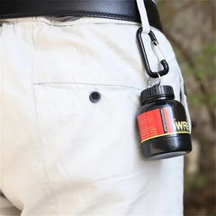 100ml Mini Whey Container with Built-in Funnel, Portable Supplement Storage with Keychain Clip, Easy to Scoop and Pour, Perfect for Gym and On-the-Go Fitness Enthusiasts