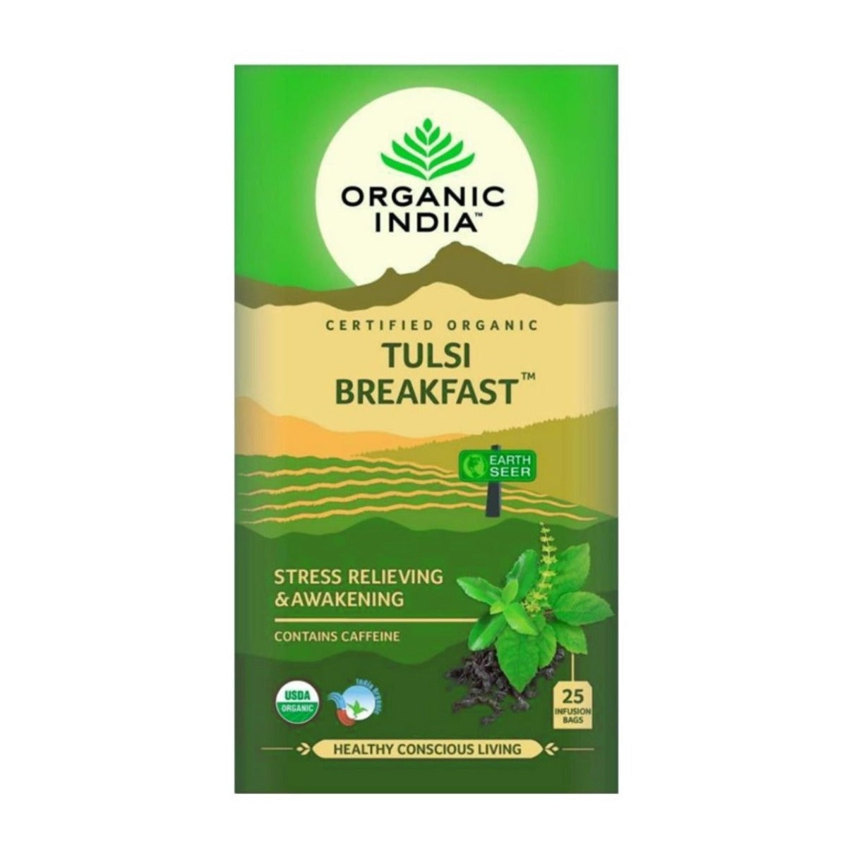 Organic India, Чай для завтрака BIO Tulsi, 25 пакетиков для заваривания 