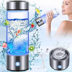 Upgraded Hydrogen Water Bottle with Ionic Filter - Stainless Steel & Glass, USB Rechargeable 1000mAh Battery-Powered, Quick Purification in 3 Minutes. - GREEN LIFE CYPRUS
