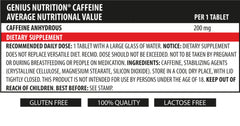 Genius Nutrition Caffeine 90-tab energy supplement bottles with 90 tablets for enhanced alertness and focus