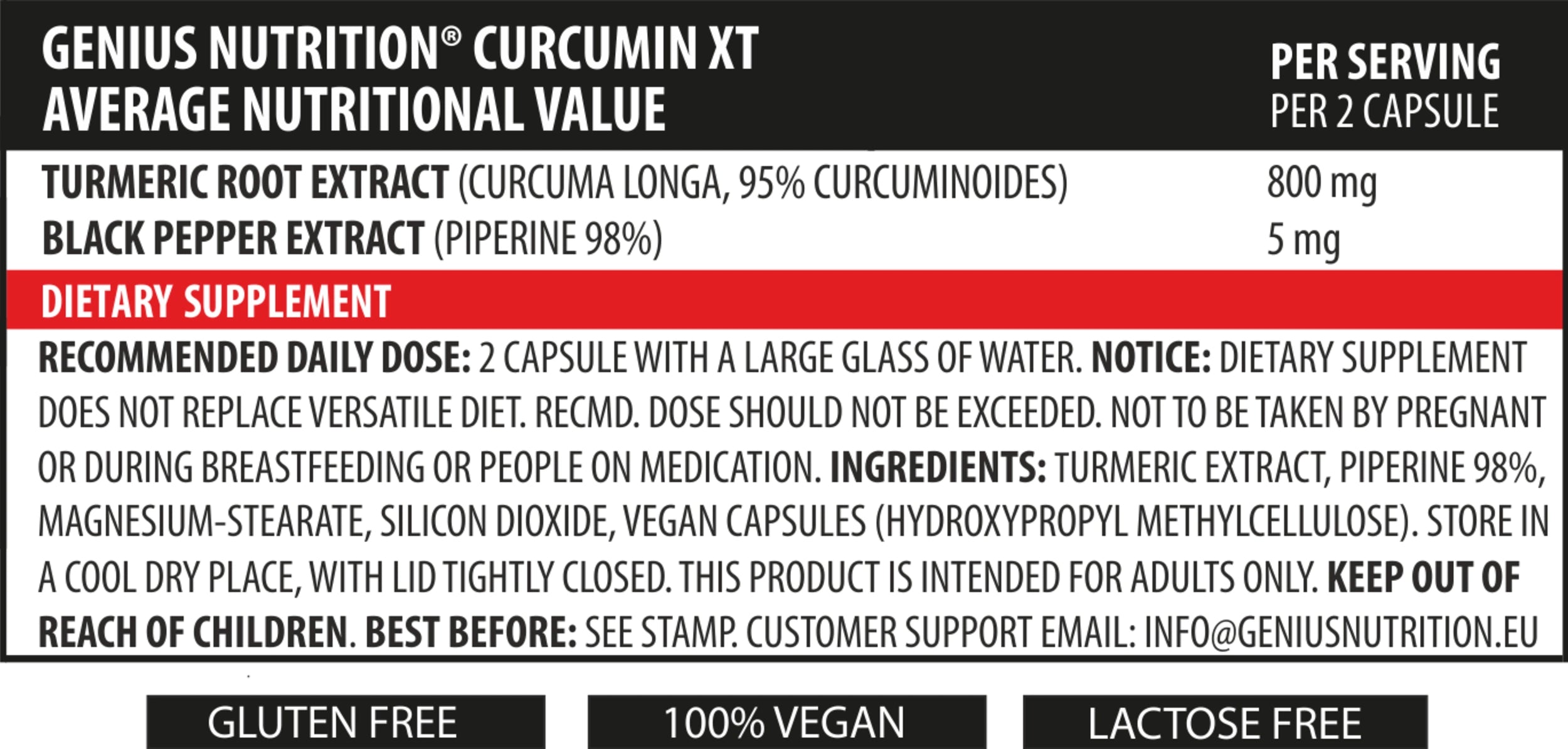 Curcumin-XT 90caps/45 Serv, Genius Nutrition 