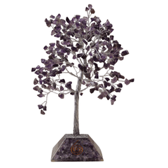 AW Gifts gemstone tree with amethyst stones and orgonite base, featuring 320 stones in a decorative accessory.