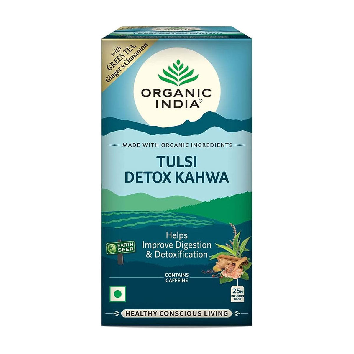 Organic India, Tulsi Detox Kahwa, Περιέχει καφεΐνη, 25 σακούλες έγχυσης 