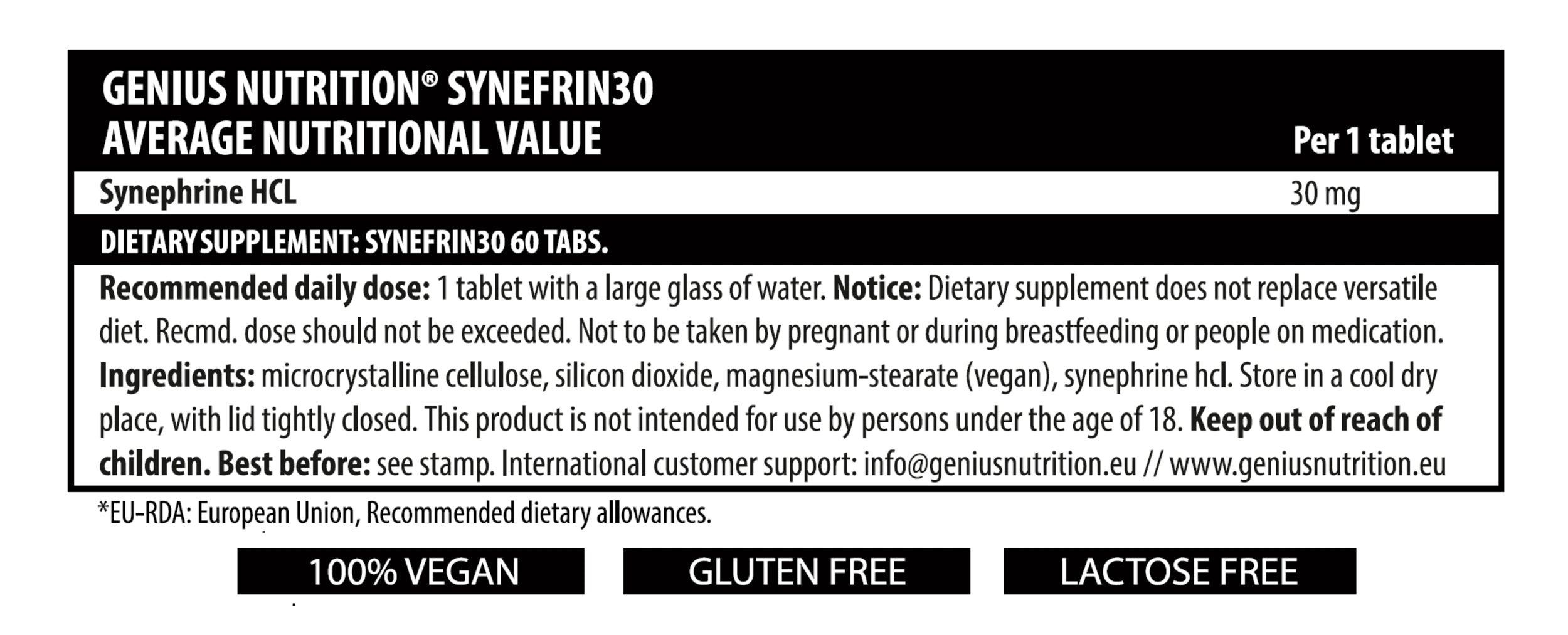 SYNEFRIN30 60 Tabs/60 Serv, Genius Nutrition 