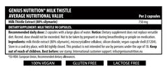 Genius Nutrition Milk Thistle supplement bottle with 90 capsules, natural herbal health boost for liver support.