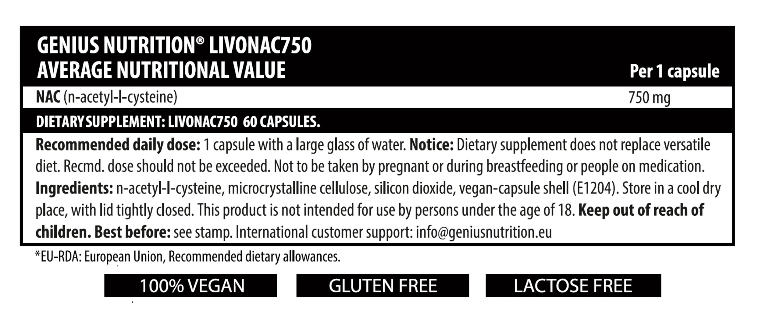 LIVONAC750 60 капсул/60 порций, Genius Nutrition 